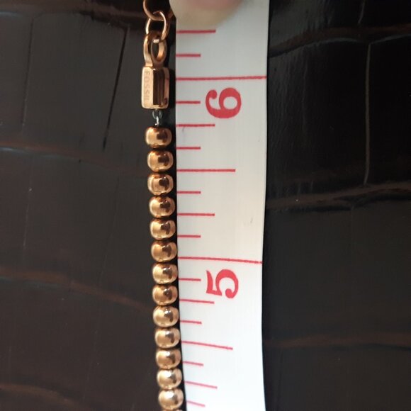 Fossil Rose Gold Plated 6 Inch Single Strand Bracelet, Signed - Picture 9 of 11